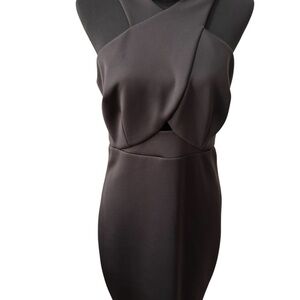 Guess Cocktail Bodycon Dress Sleeveless Cross Front Cutout Black Stretch 10